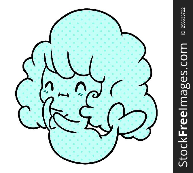 cartoon illustration kawaii cute ghost mermaid. cartoon illustration kawaii cute ghost mermaid