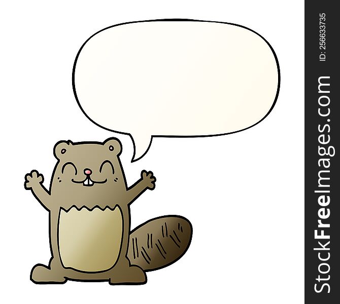 Cartoon Beaver And Speech Bubble In Smooth Gradient Style