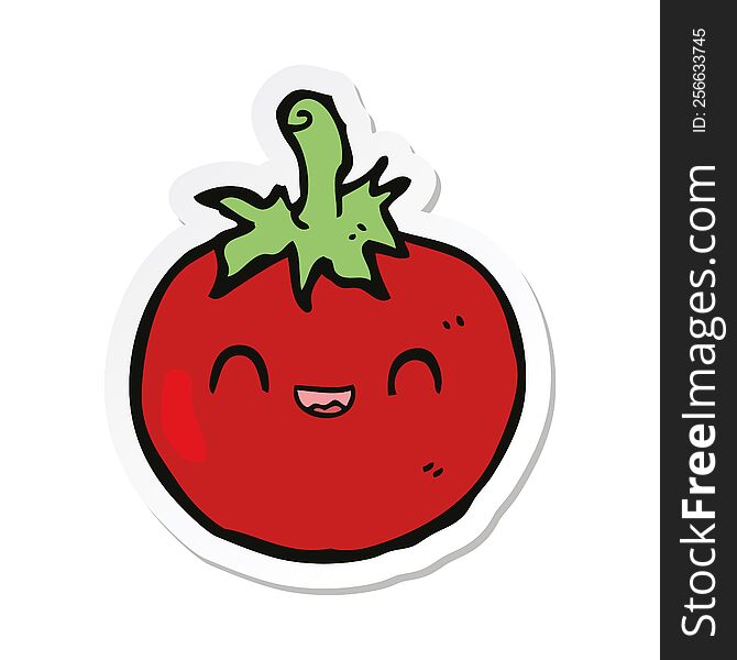 Sticker Of A Cute Cartoon Tomato