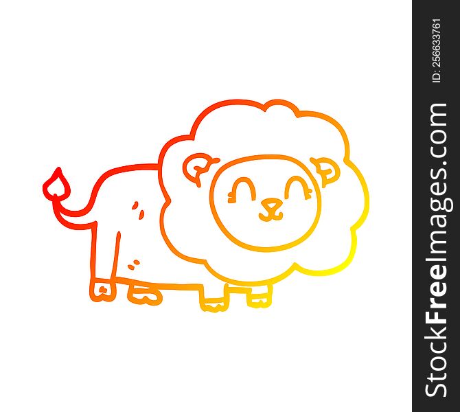 Warm Gradient Line Drawing Cartoon Happy Lion