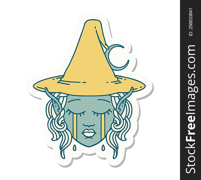 Crying Elf Mage Character Face Sticker