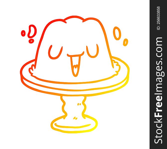 warm gradient line drawing of a jelly on plate wobbling