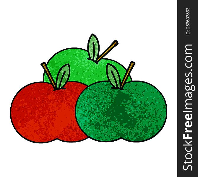 Retro Grunge Texture Cartoon Juicy Apple