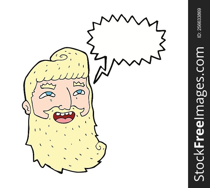 Cartoon Laughing Bearded Man With Speech Bubble