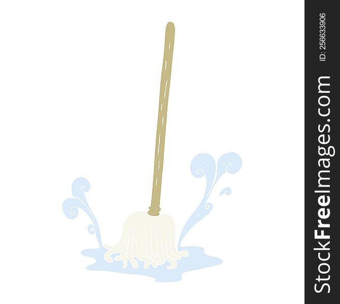 flat color illustration of mop. flat color illustration of mop