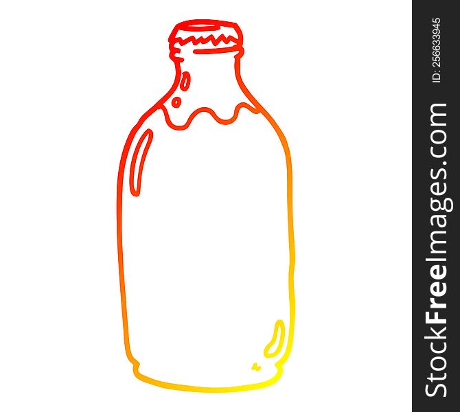 Warm Gradient Line Drawing Cartoon Milk Bottle