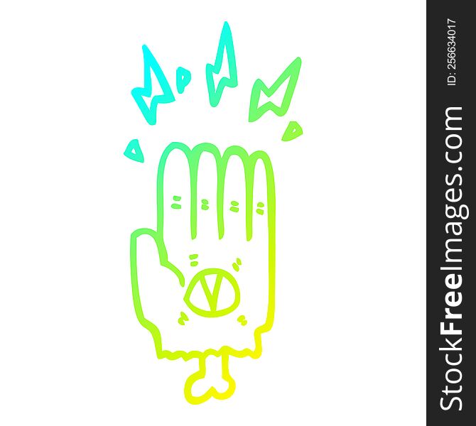 cold gradient line drawing of a spooky halloween zombie hand
