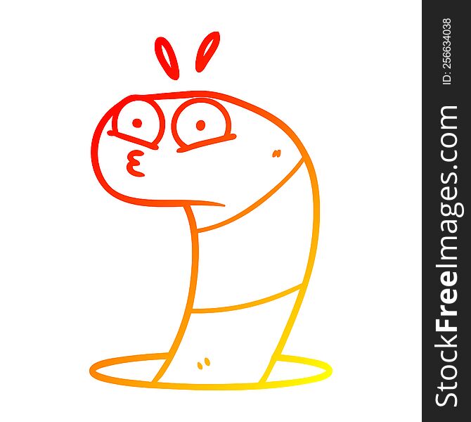 Warm Gradient Line Drawing Cartoon Surprised Worm