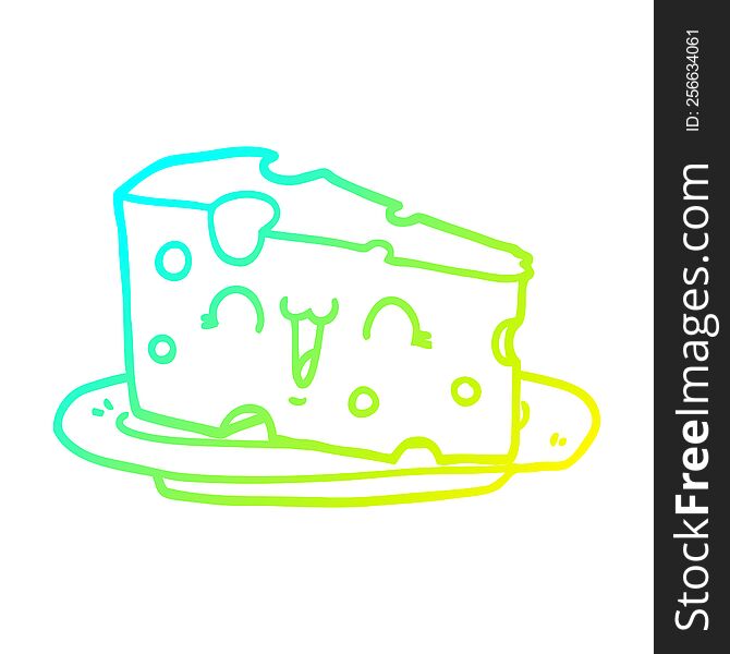Cold Gradient Line Drawing Cute Cartoon Cheese