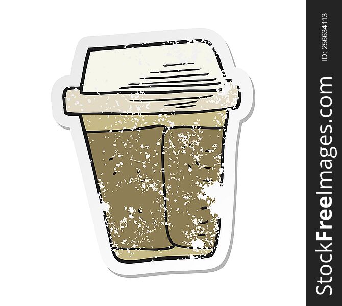 retro distressed sticker of a cartoon coffee