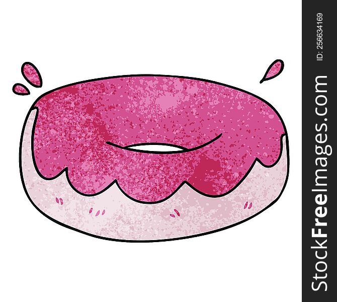 Quirky Hand Drawn Cartoon Iced Donut