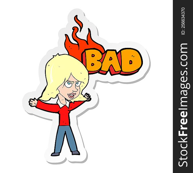 sticker of a cartoon bad woman