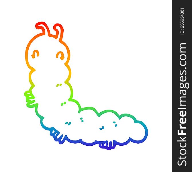 rainbow gradient line drawing of a cartoon caterpillar
