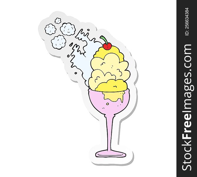 Sticker Of A Cartoon Cold Ice Cream