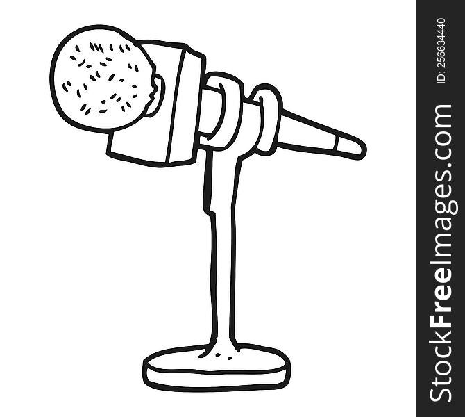 Black And White Cartoon Microphone