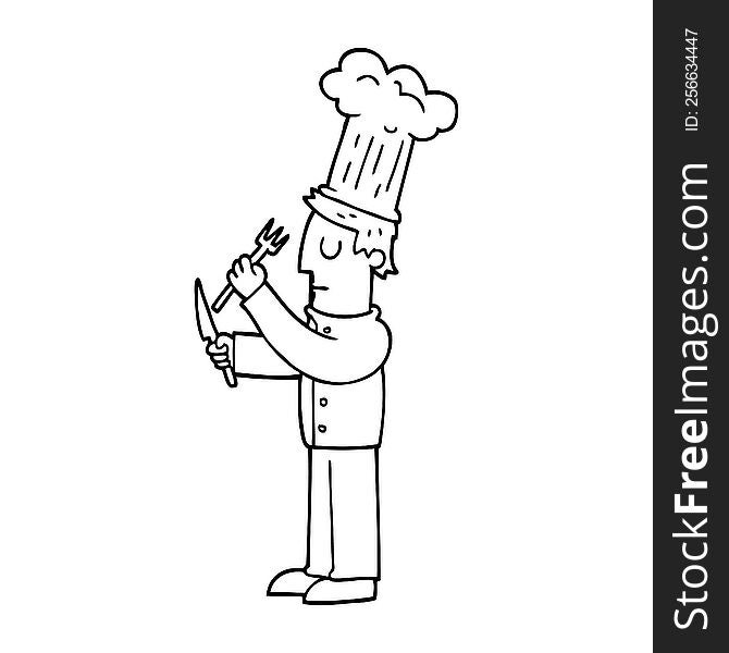 line drawing cartoon talented chef
