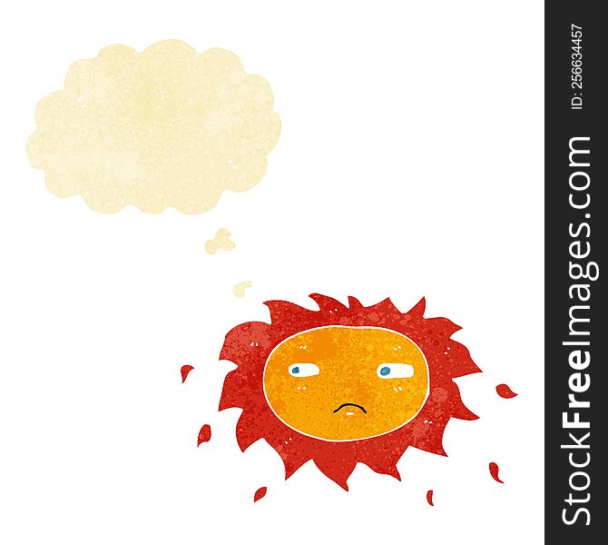 Cartoon Sad Sun With Thought Bubble