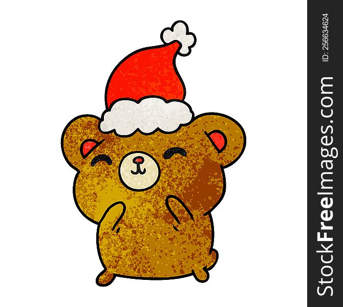 Christmas Textured Cartoon Of Kawaii Bear