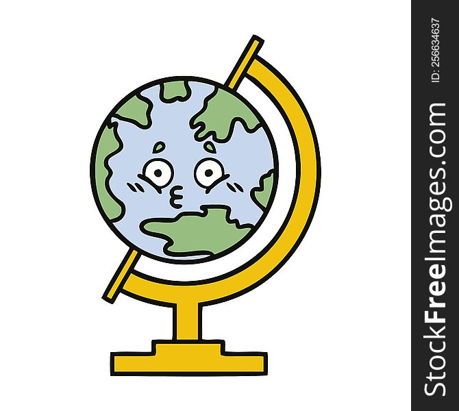 cute cartoon of a globe of the world