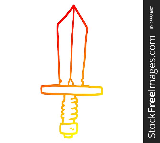 warm gradient line drawing of a cartoon of an old bronze sword