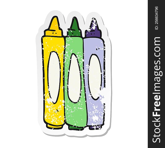 Retro Distressed Sticker Of A Cartoon Crayons