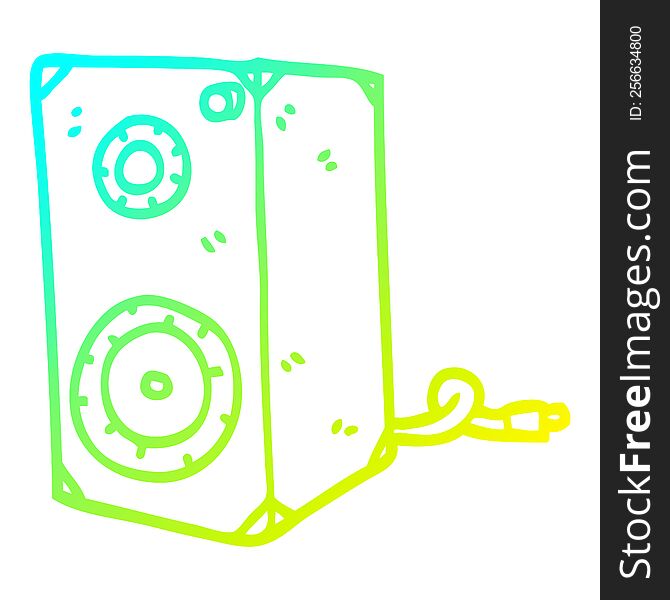 cold gradient line drawing of a cartoon speaker box