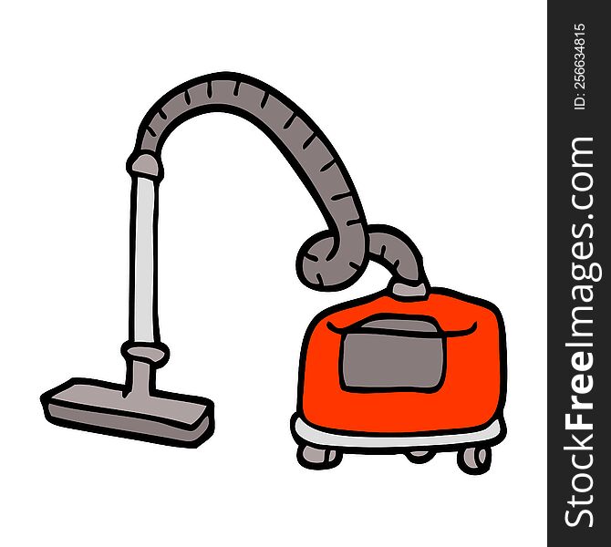 hand drawn doodle style cartoon vacuum hoover