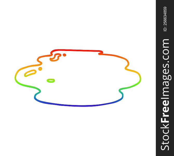 Rainbow Gradient Line Drawing Cartoon Puddle Of Water
