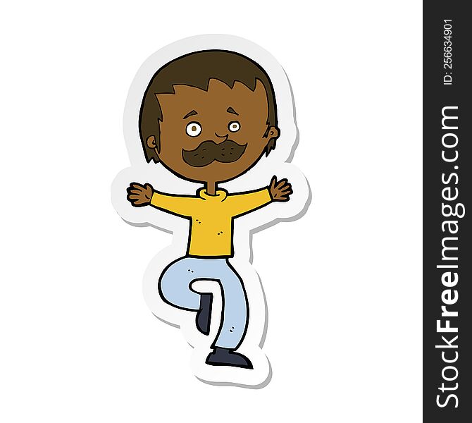 Sticker Of A Cartoon Dancing Man With Mustache