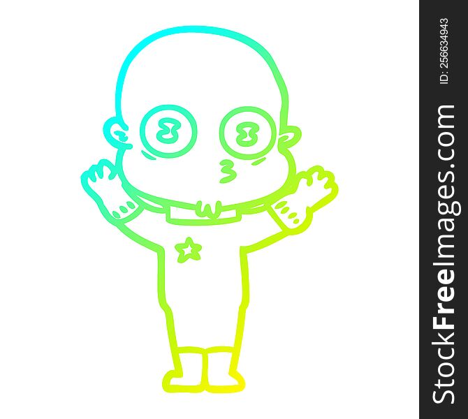 Cold Gradient Line Drawing Cartoon Weird Bald Spaceman