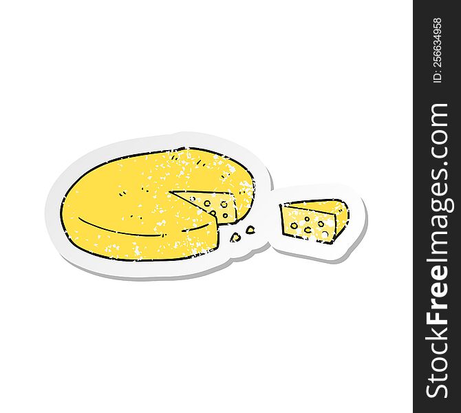 Retro Distressed Sticker Of A Cartoon Cheese