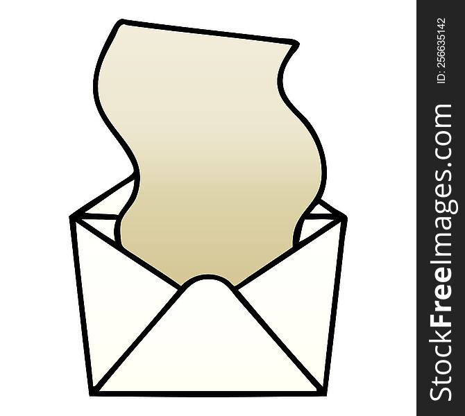 Quirky Gradient Shaded Cartoon Dollar In Envelope