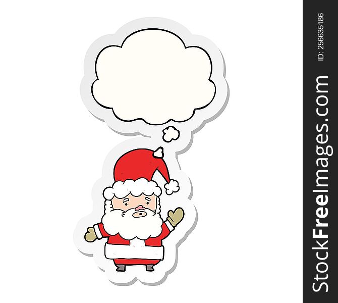 Cartoon Santa Claus And Thought Bubble As A Printed Sticker