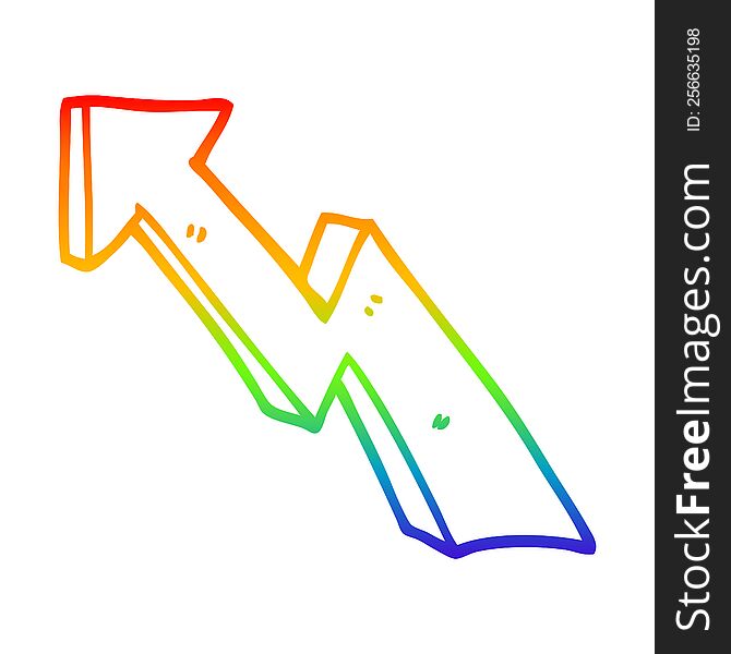 rainbow gradient line drawing of a cartoon rising arrow