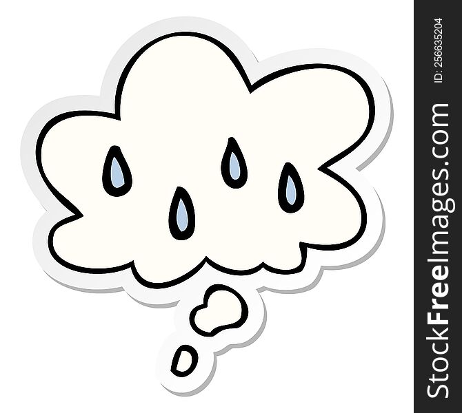 Cartoon Rain And Thought Bubble As A Printed Sticker