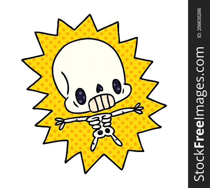cartoon illustration kawaii electrocuted skeleton. cartoon illustration kawaii electrocuted skeleton