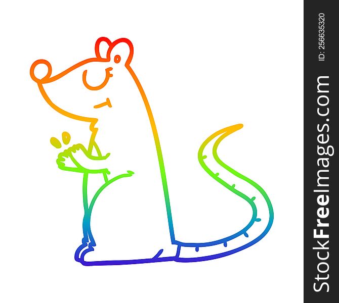 rainbow gradient line drawing of a cartoon white mouse