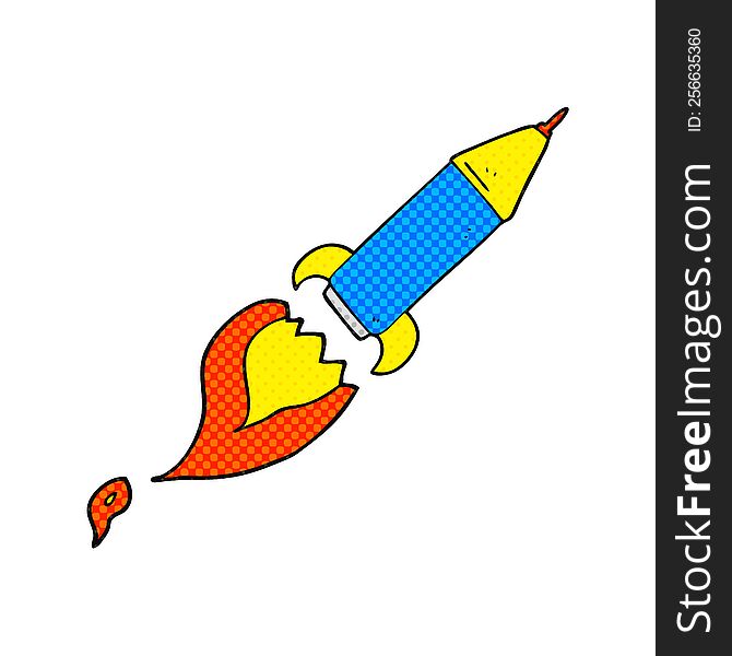 freehand drawn cartoon rocket