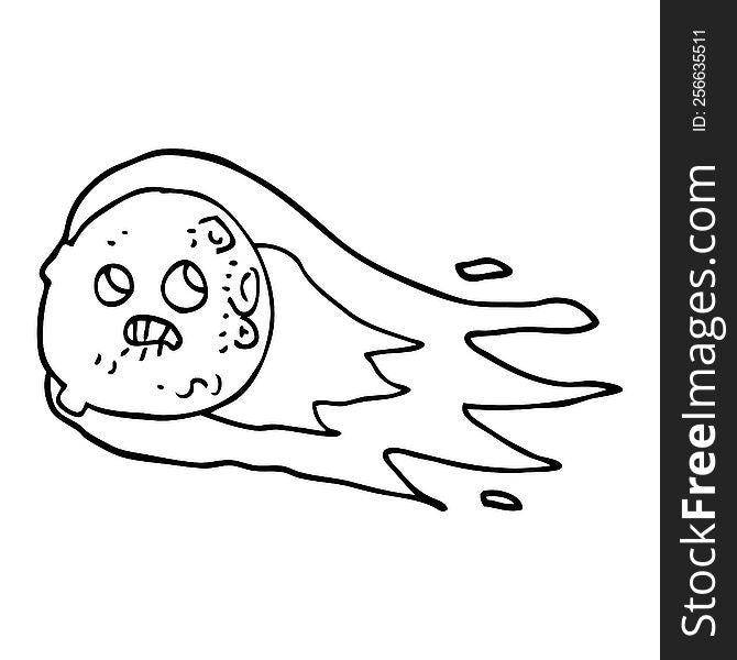 Line Drawing Cartoon Worried Comet