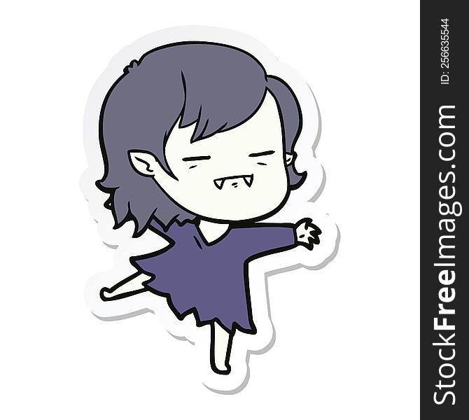 Sticker Of A Cartoon Undead Vampire Girl Dancing