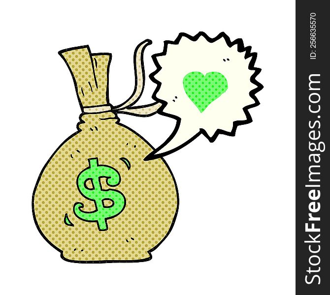 Comic Book Speech Bubble Cartoon Bag Of Money