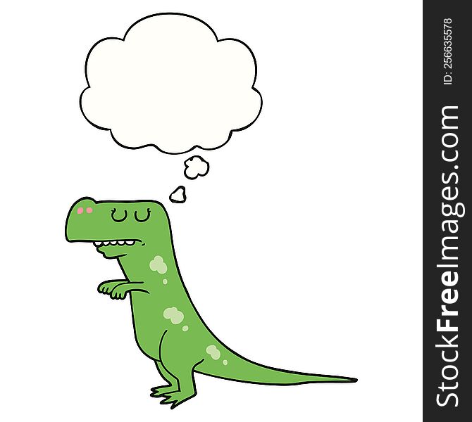 cartoon dinosaur with thought bubble. cartoon dinosaur with thought bubble