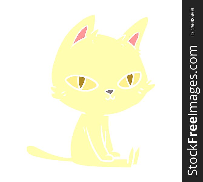 Flat Color Style Cartoon Cat Sitting