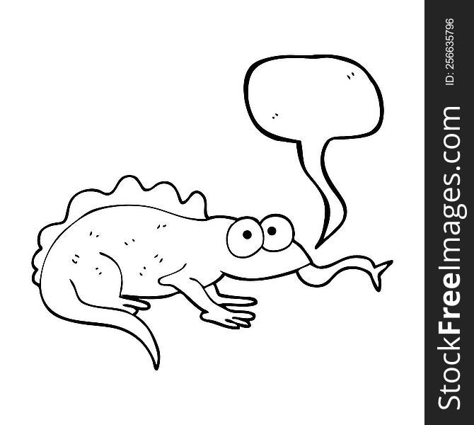 freehand drawn speech bubble cartoon lizard