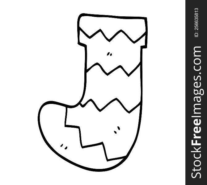 line drawing cartoon christmas stocking