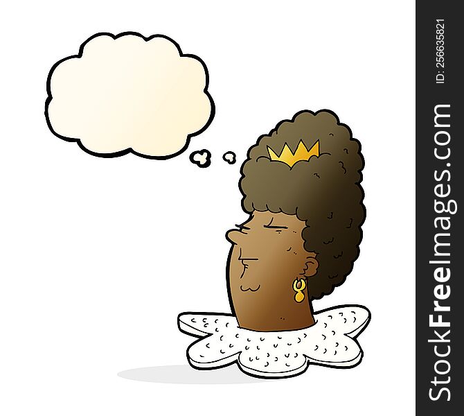 cartoon queen\'s head with thought bubble