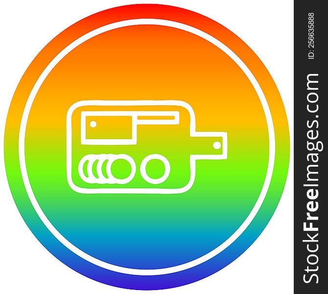 chopping board circular icon with rainbow gradient finish. chopping board circular icon with rainbow gradient finish