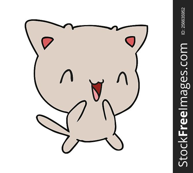 freehand drawn cartoon of cute kawaii cat