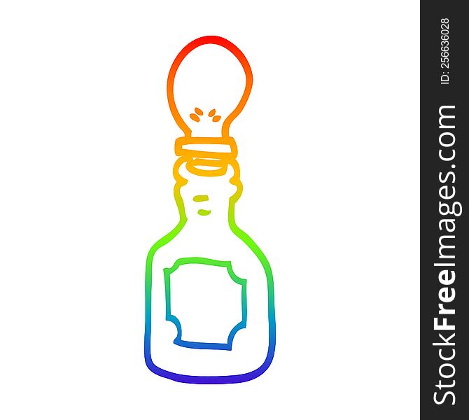 rainbow gradient line drawing of a cartoon oil dripper with pipette