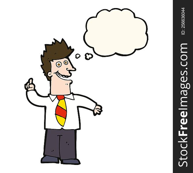 cartoon man with good idea with thought bubble